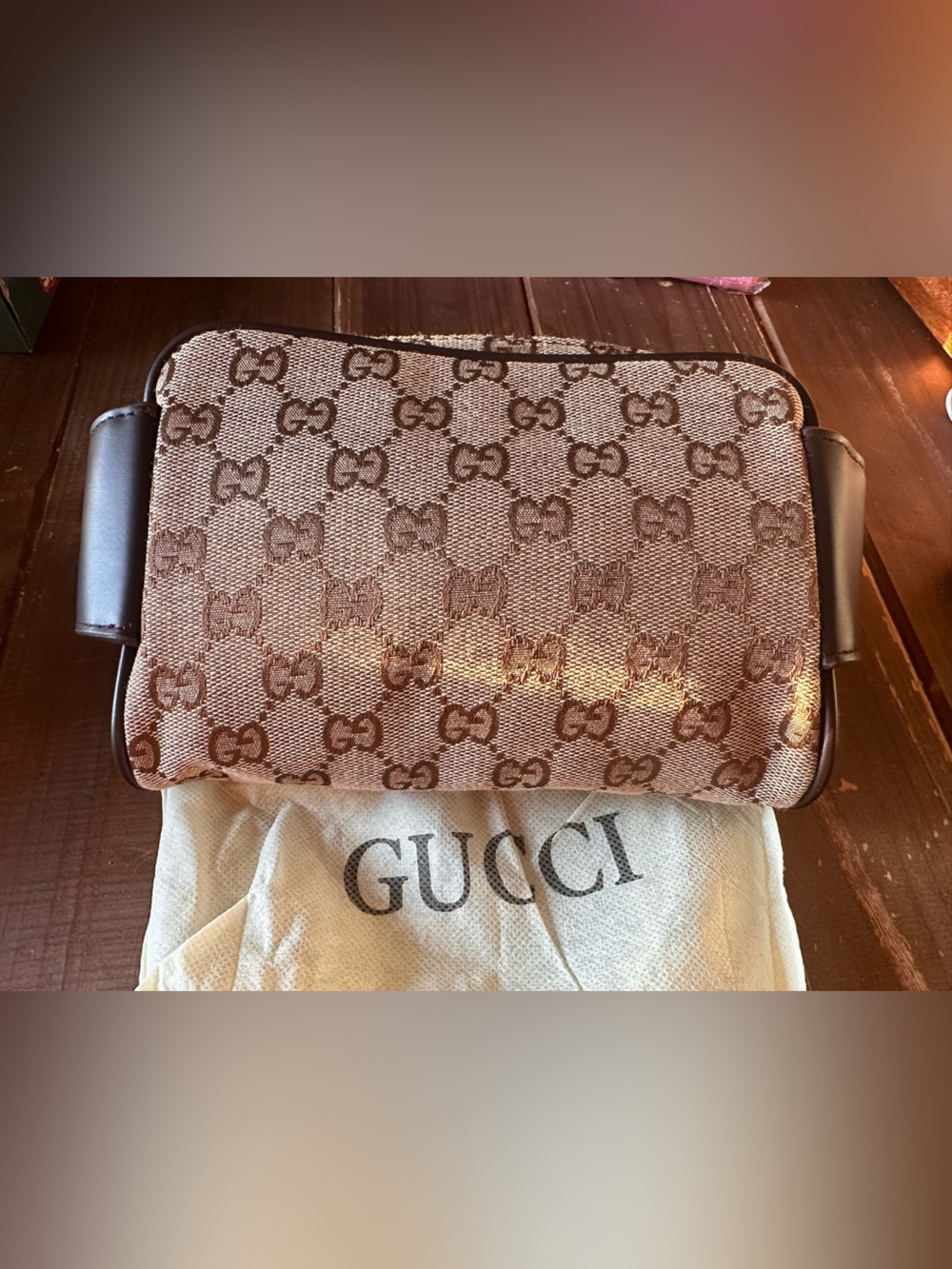 Source Unknown Brown and Beige Monogram Canvas Belt Bag